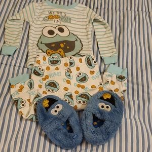 Cookie Monster Pajamas and slippers
